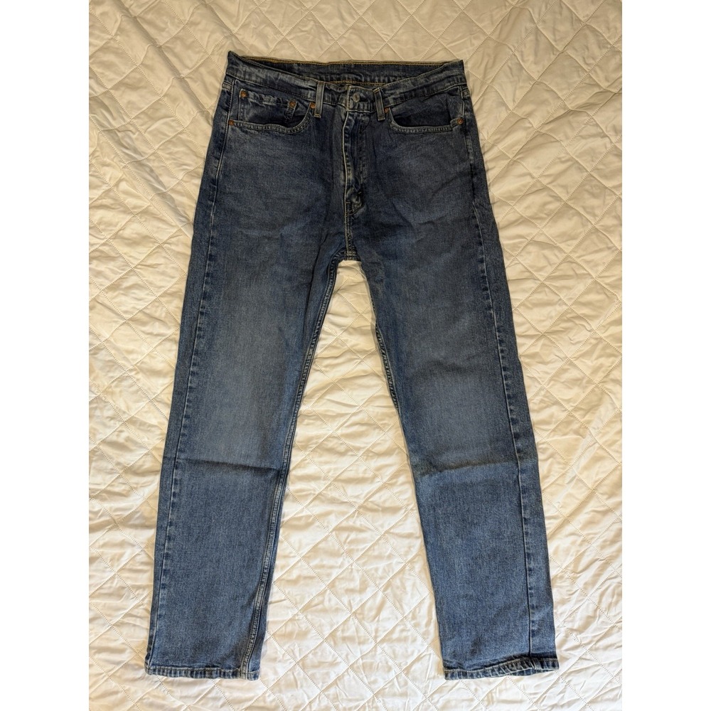 Levis 505 Size Actual 34X32 Mens Blue Jeans Stretch Medium Wash